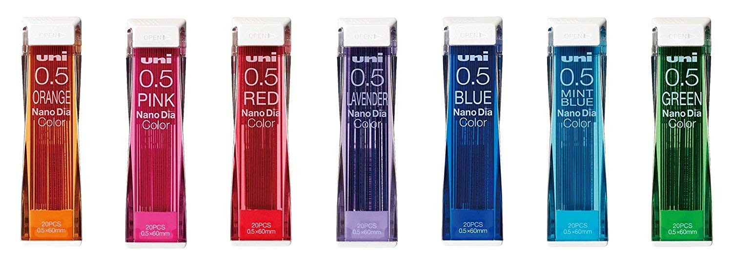 NanoDia Color Mechanical Pencil Leads 0.5mm 7 Color Set, 7 Pack/total 140 Leads