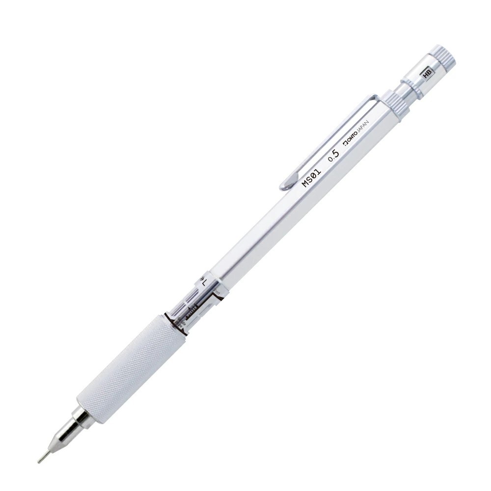 OHTO MS01 0.5mm Mechanical Pencil Silver Drafting Grip Made in Japan New