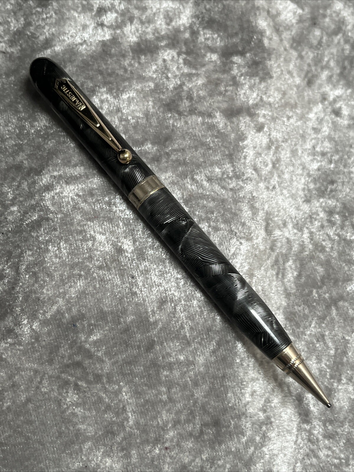 Vintage Majestic Mechanical Pencil with Silver & Black Marble Pattern