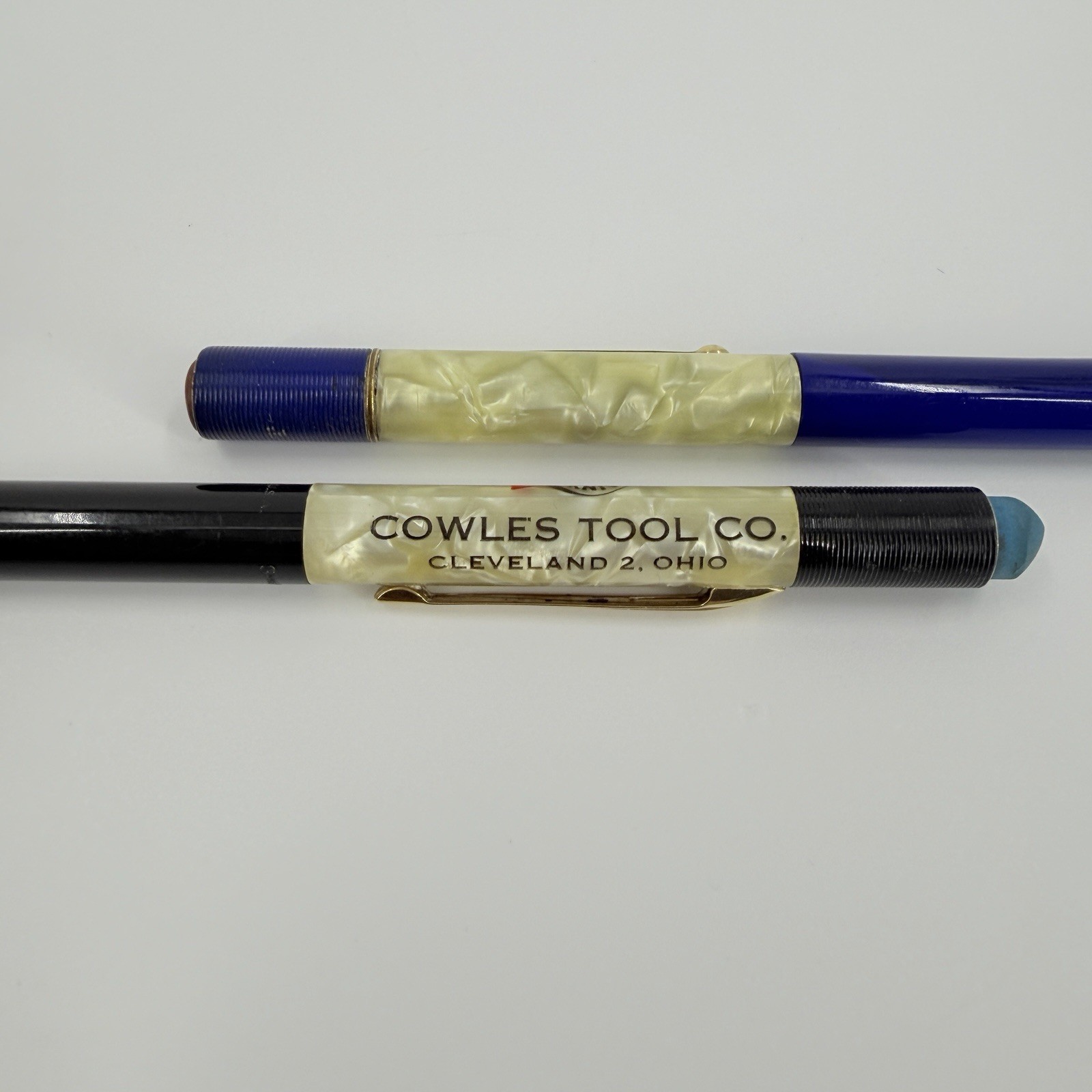 Vintage SHEAFFER’S Pearl Marbled Blue, Black Gold Clip Mechanical Pencils ￼
