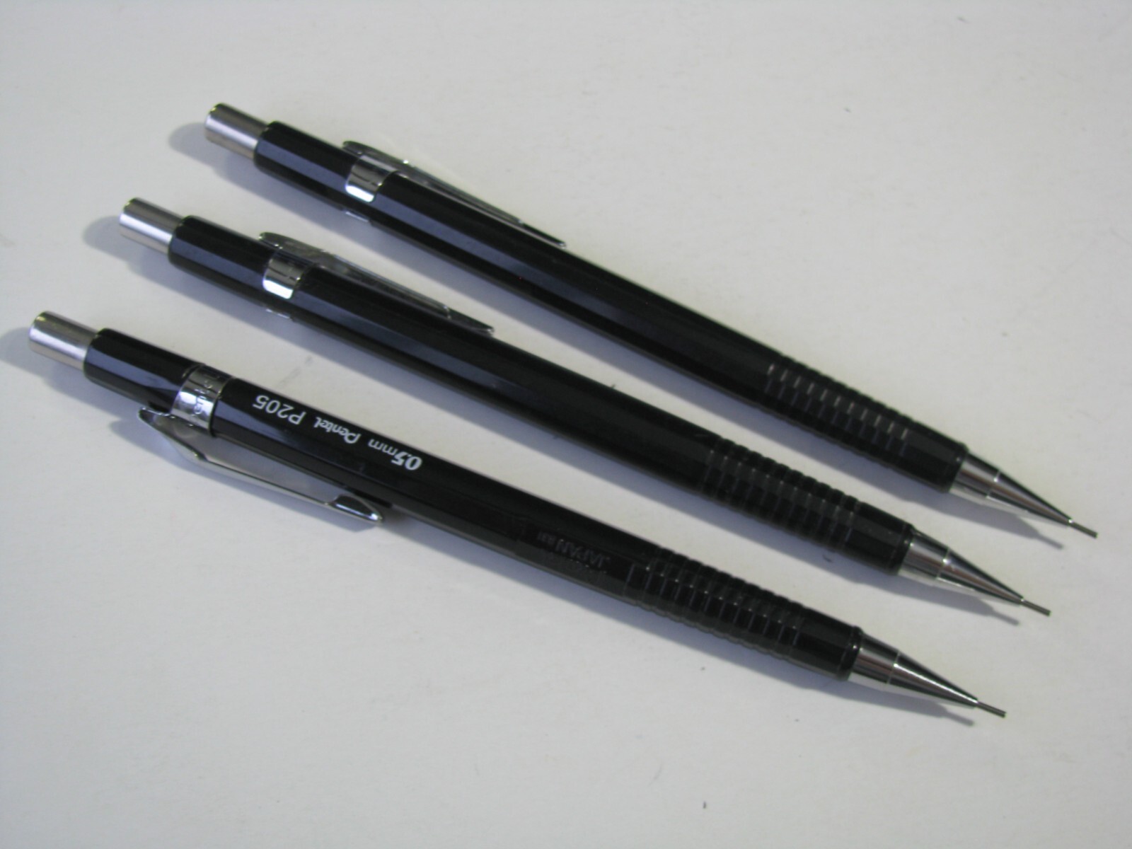 3 pc Lot Set Pentel Sharp Mechanical Drafting Pencils 0.5 mm Black Barrel P205