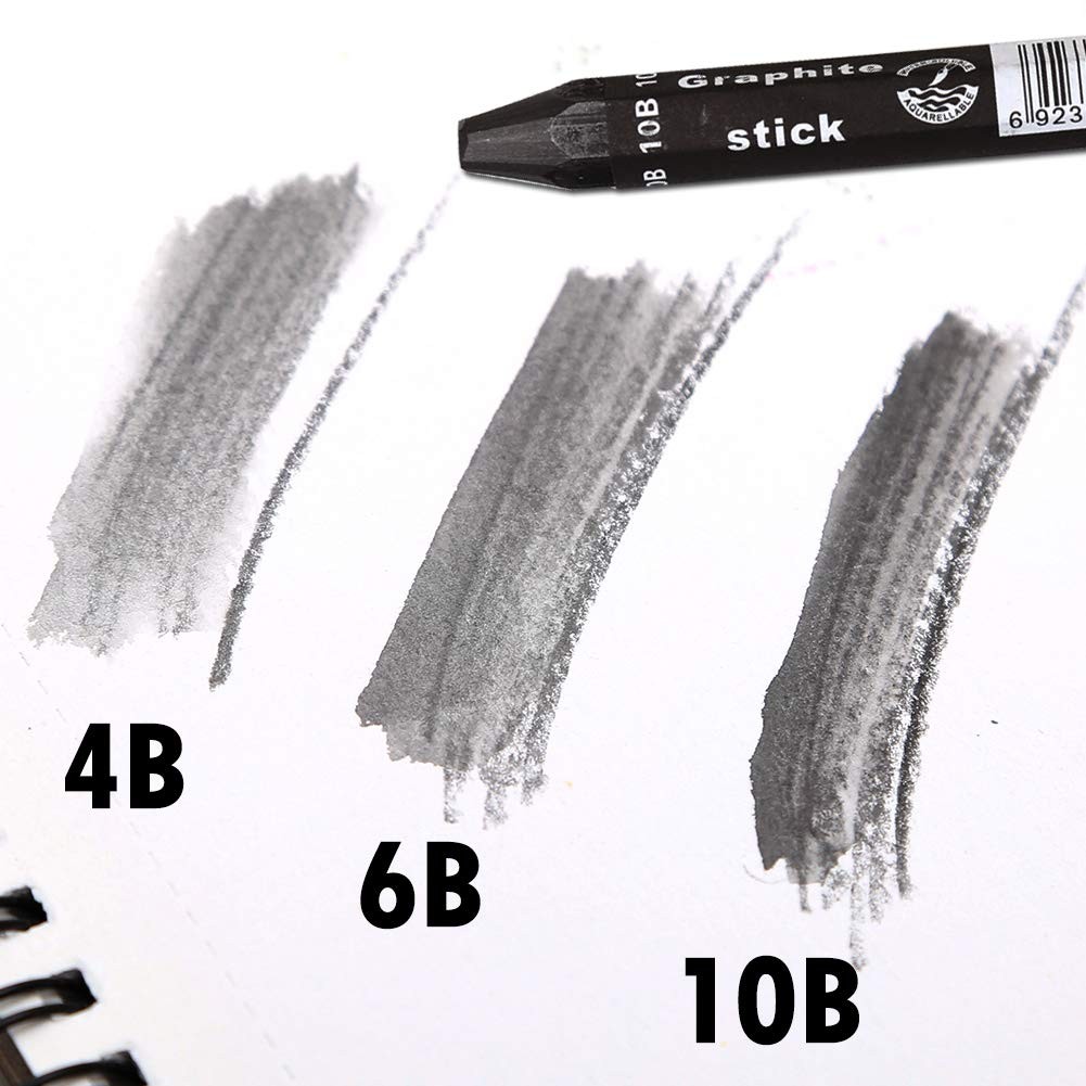 dainayw Graphite Stick Set – Water Soluble – 4B 6B 1 Count (Pack of 3), Black