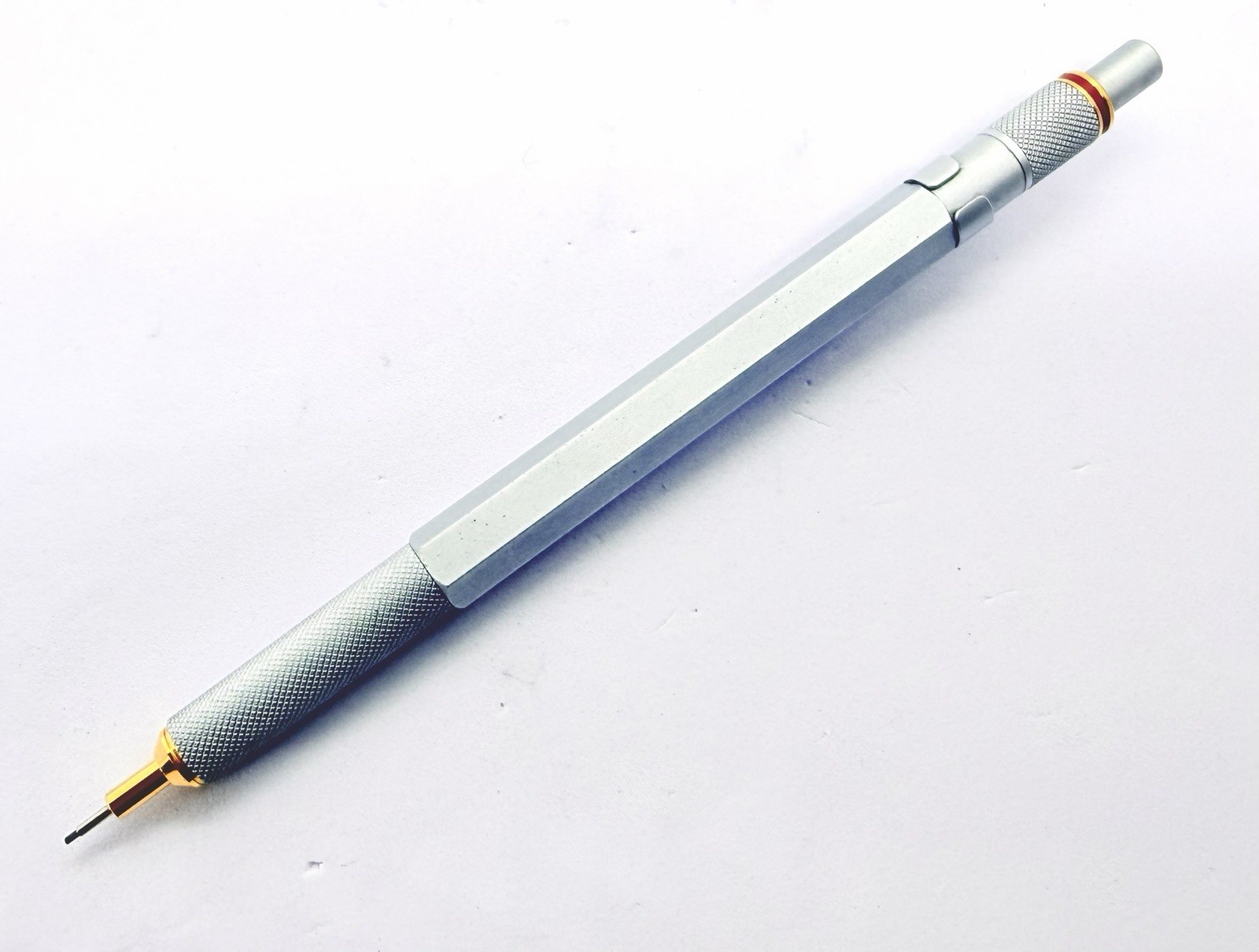 Rotring 600 Gold Twist Retract Tip Mechanical Pencil 0.7 Silver Color functional
