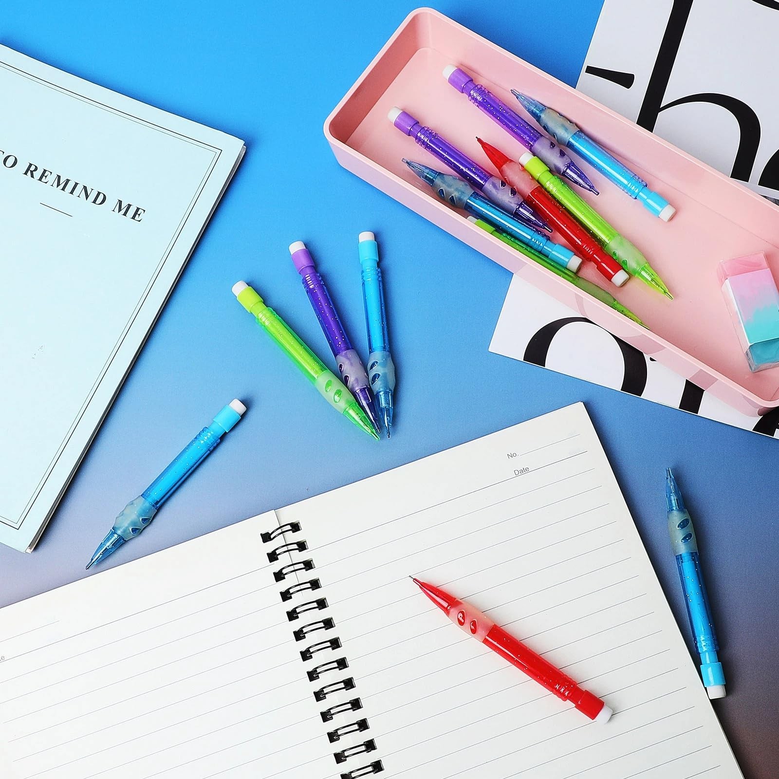 Gersoniel Assorted Mini Mechanical Pencils 0.7 mm Automatic with Red