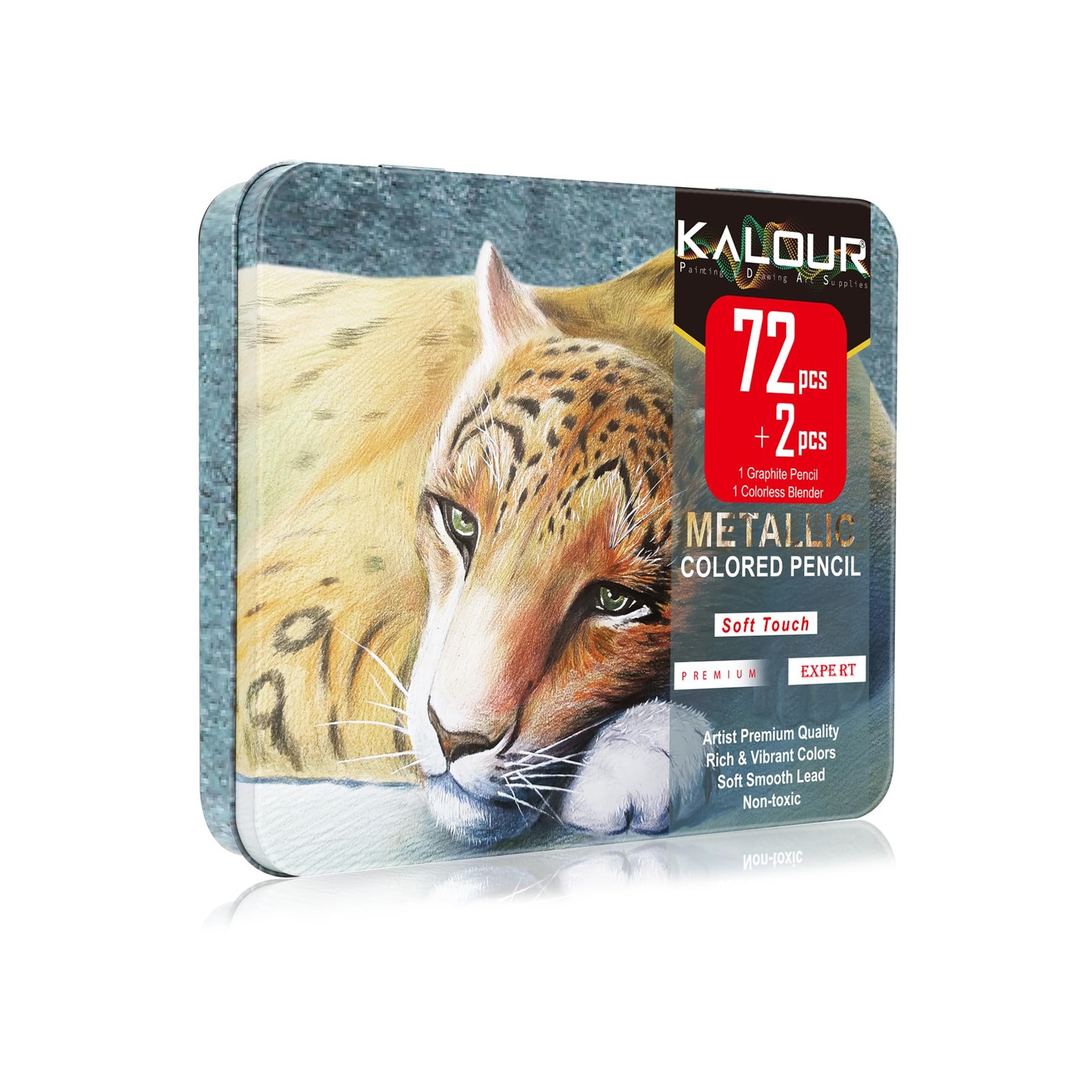 KALOUR 72 Piece Metallic Colored Pencils, 72 Count (Pack of 1), Multicolor