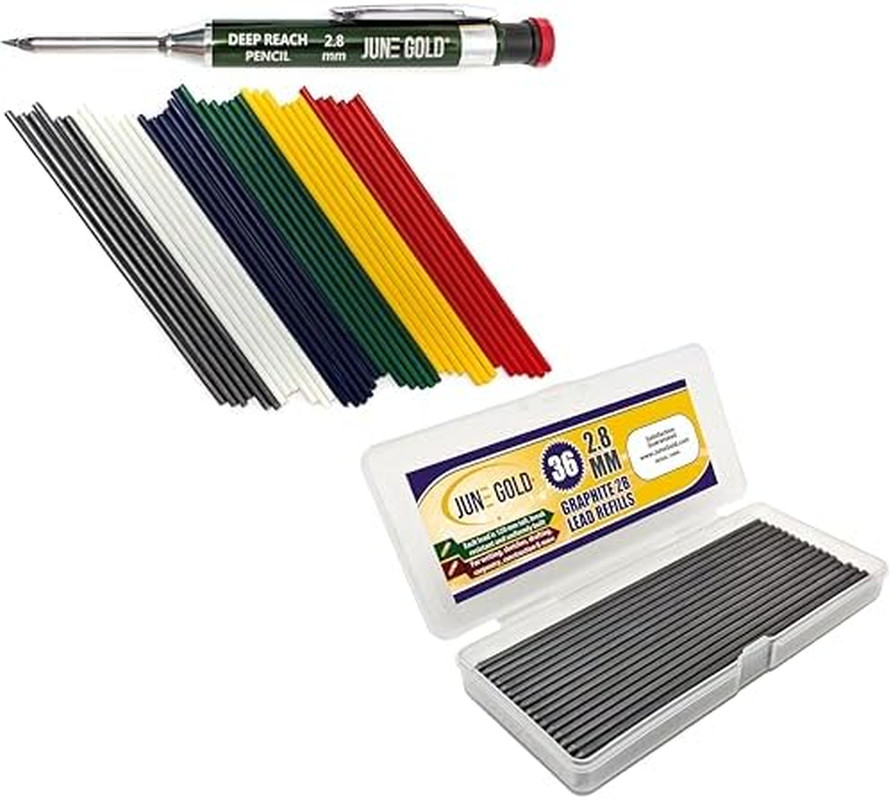 2.8 Mm Deep Reach Metal Carpenter Pencil, 36 Colored Refills, 6
