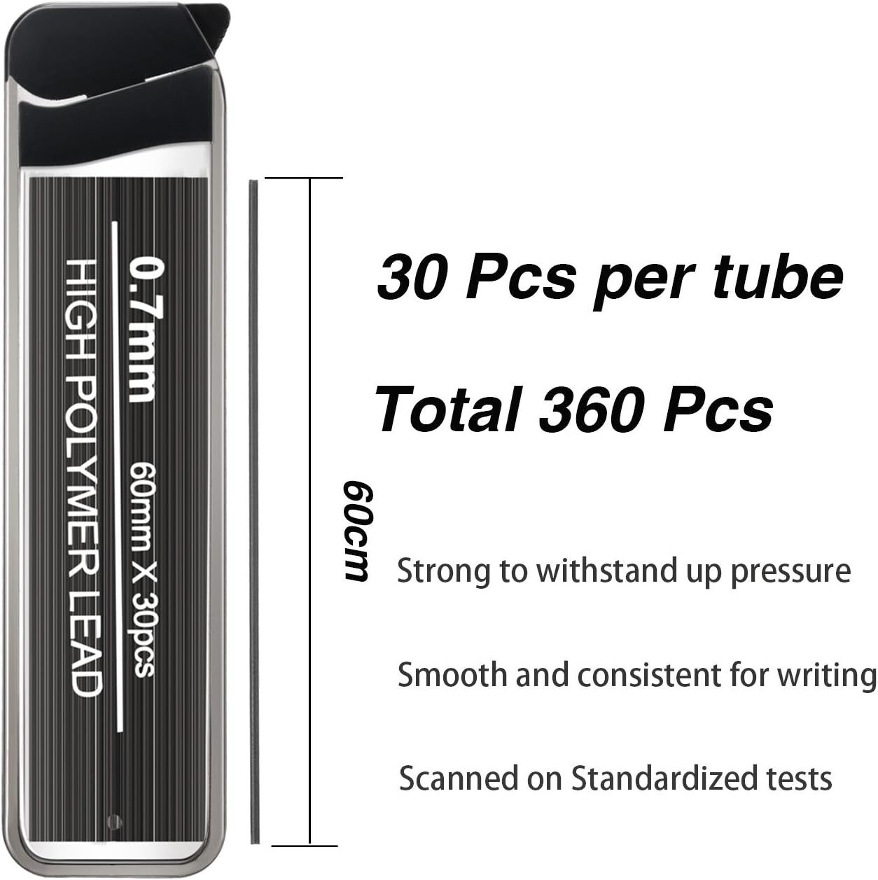 360 Pcs Colored Mechanical Pencil Leads Refills 0.7 Mm HB Black Mechanical Pe…
