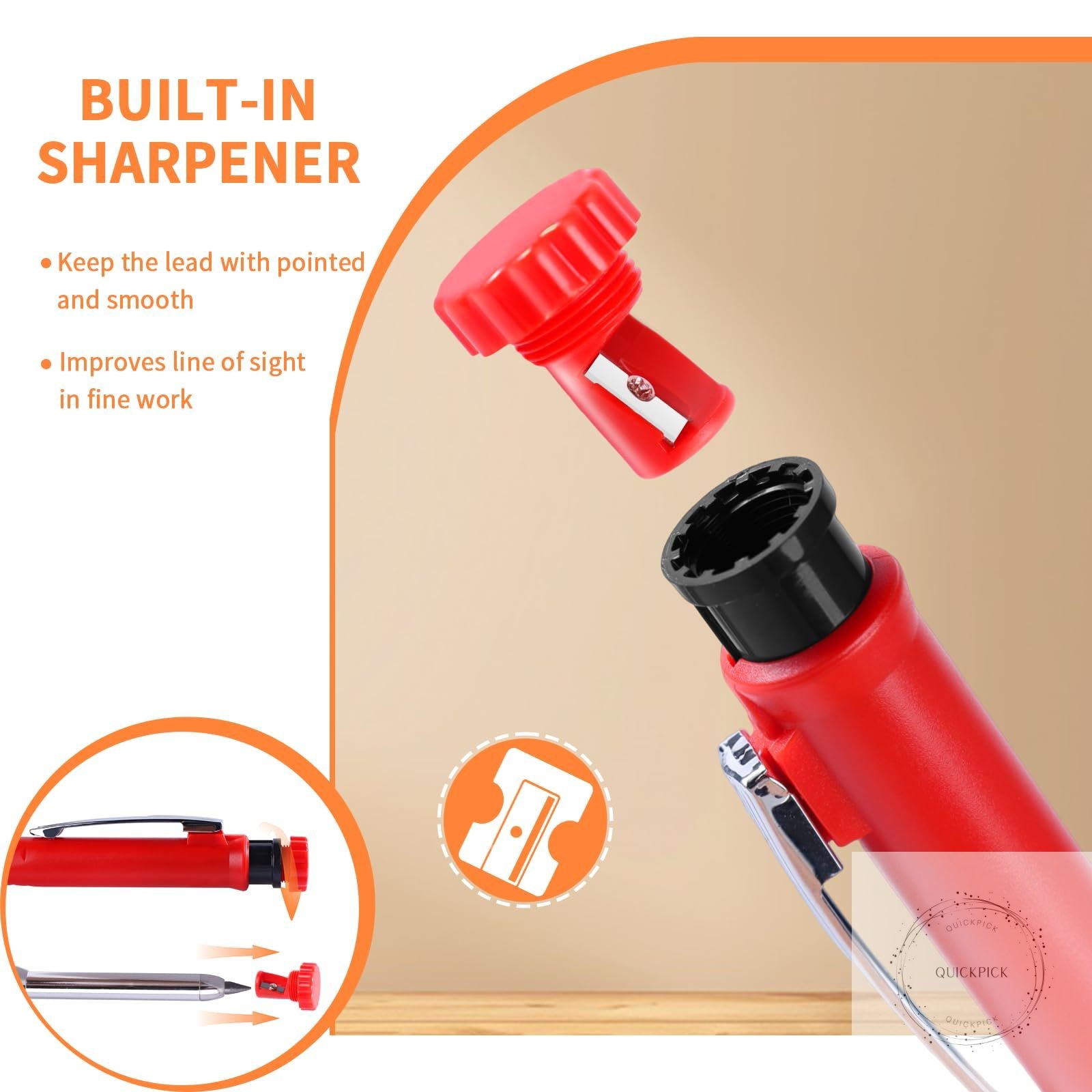 4 Pack Carpenter Pencil with Sharpener, Mechanical Pencils Set with 28 Refills