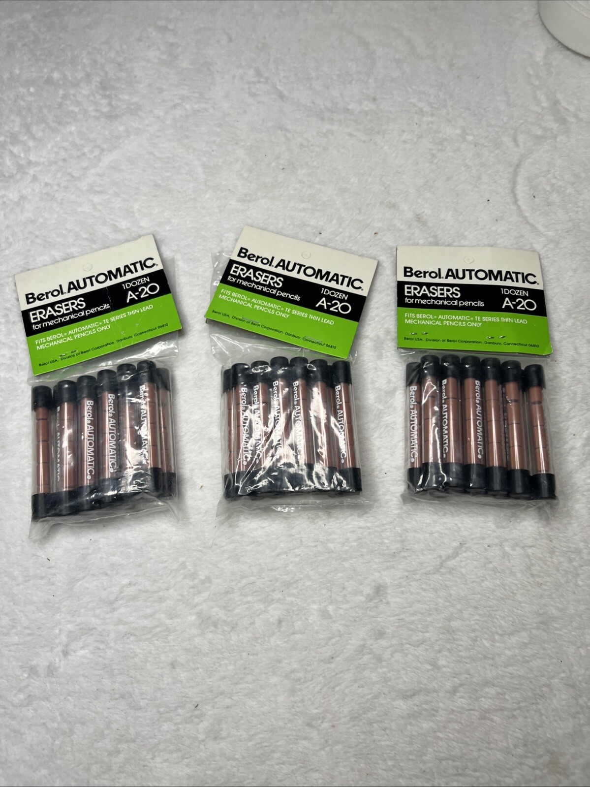 Lot 3 Dozen 36 Packs Berol Automatic A-20 Erasers Mechanical Pencils NOS New