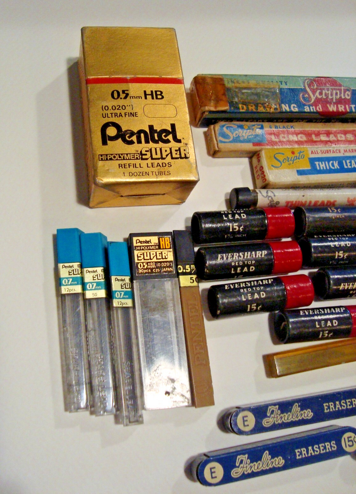 Lot Vintage Mechanical Pencil Lead Refills Scripto Eversharp Red Top Pentel +