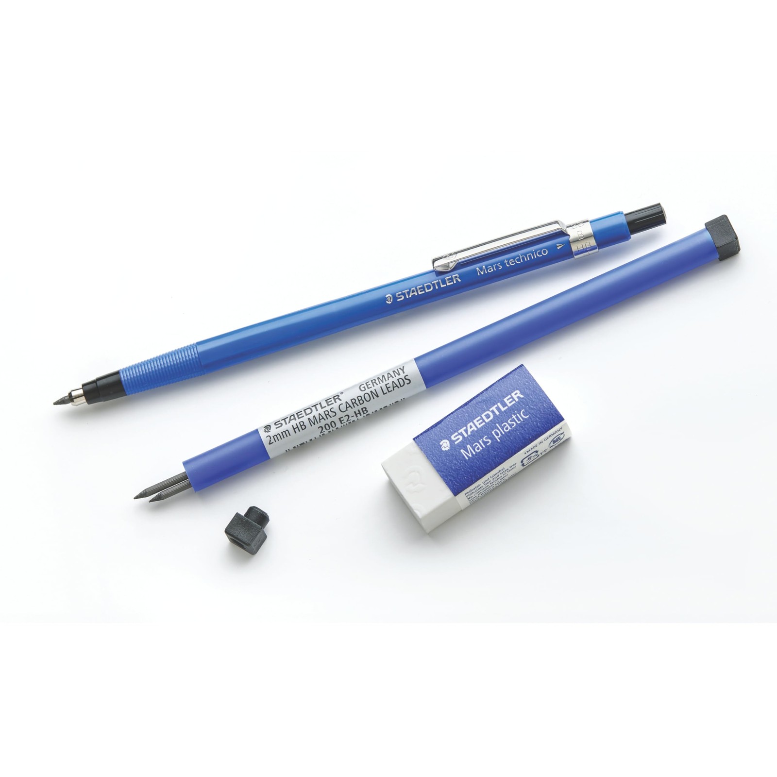 Staedtler Technico 2Mm Mechanical Pencil Set With Eraser Lead Refills Blue