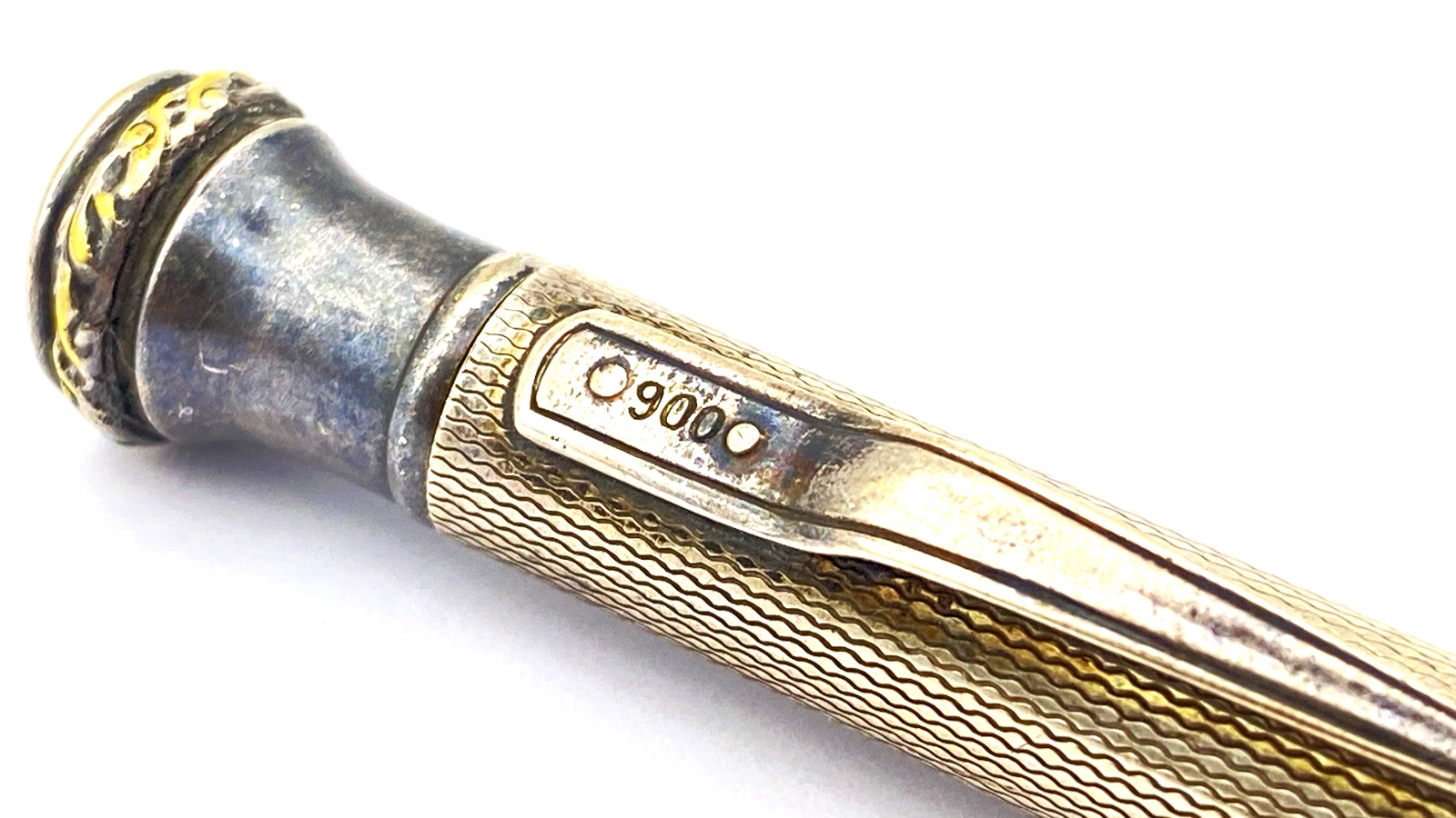 VINTAGE 900 SILVER MECHANICAL PENCIL IN WAIVY PATTERN MADE IN GERMANY 1920S