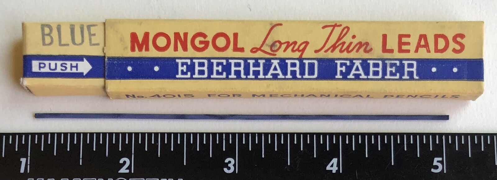 Vintage EBERHARD FABER Mongol BLUE Mechanical Pencil Lead 1.18mm 4″ NOS 12pk USA