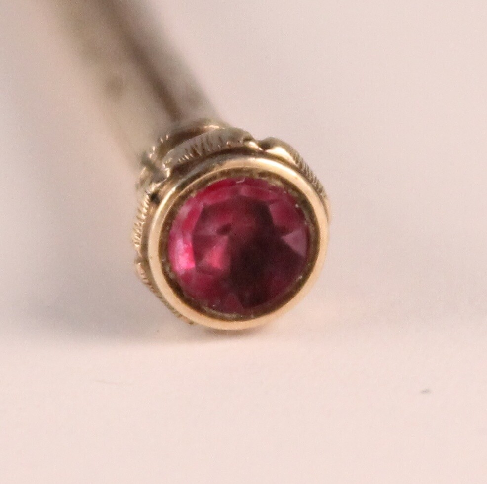 Victorian 9K Gold Ornate Retractable Pencil with Amethyst and Turquoise Stone
