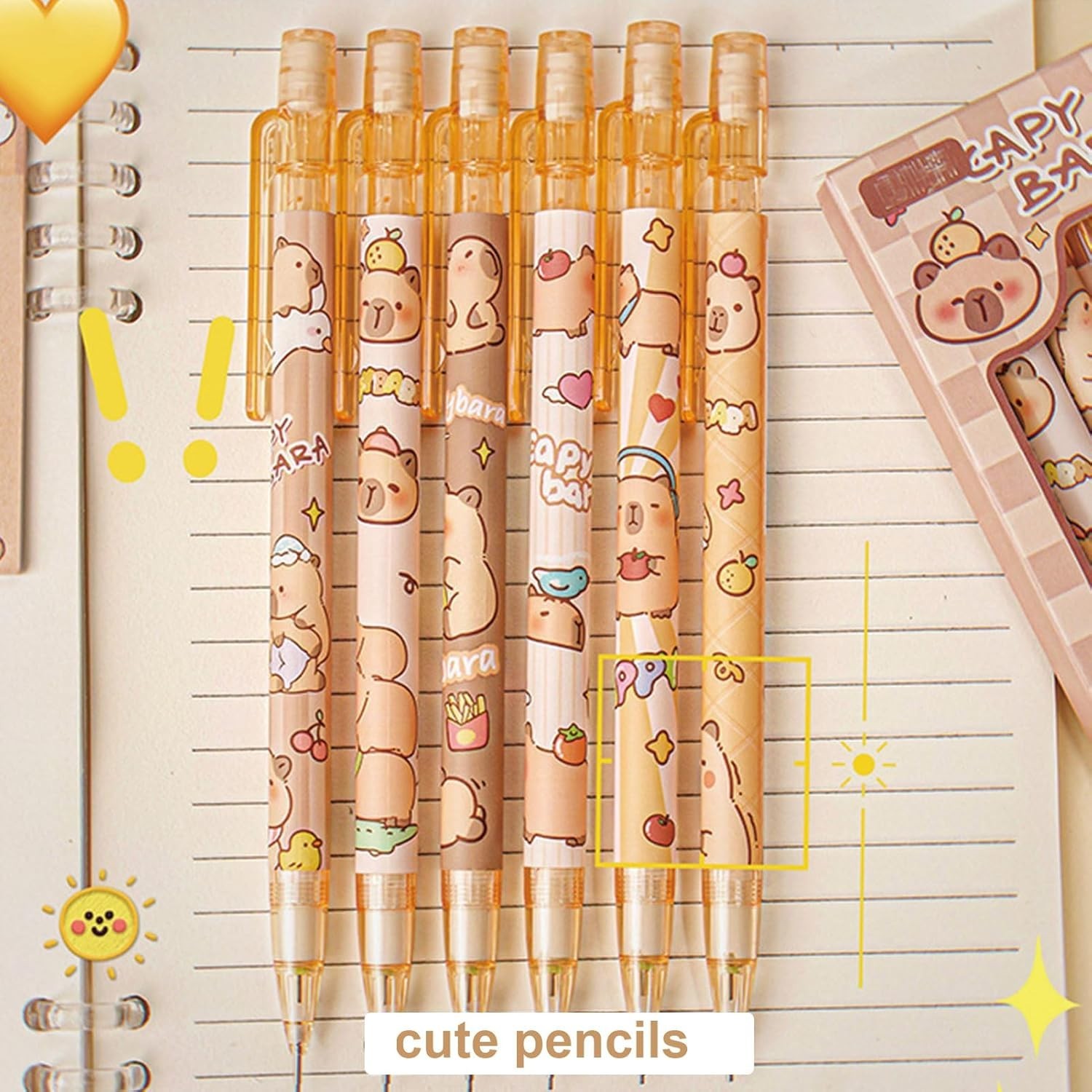 4 Pcs Cute Capybara Mechanical Pencils with Eraser 0.5mm for School & Office