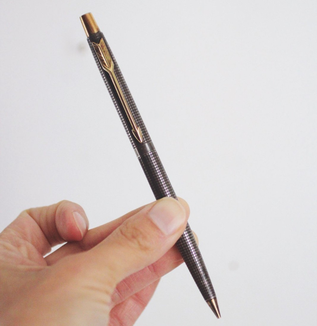 Vintage Parker 75 Cisele Mechanical Pencil Sterling Silver 14k Gold Plated 1960s