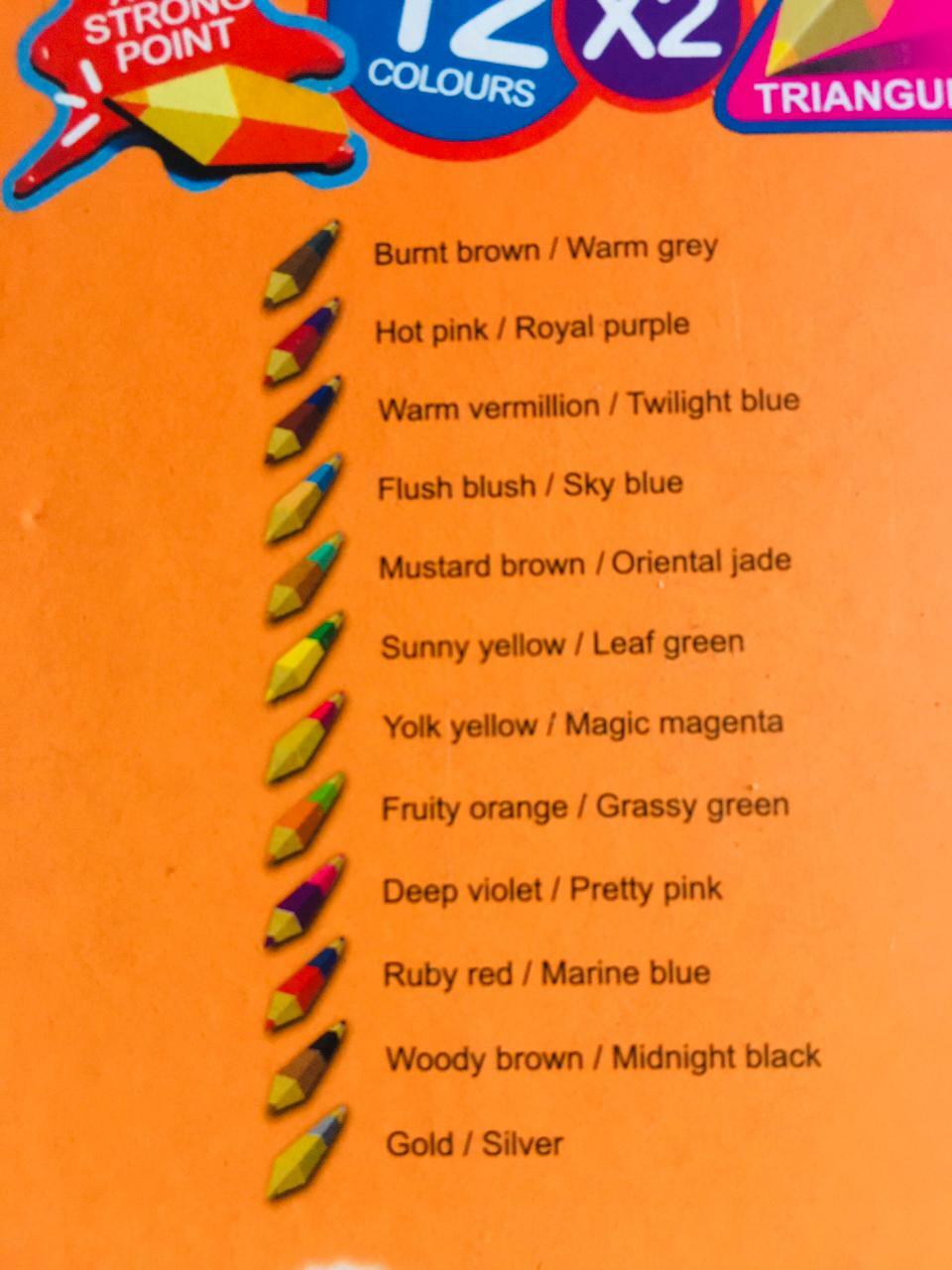 24 Multicolor 12 pencils drawing art kid’s adults 2 in 1 wood pencil Stationary