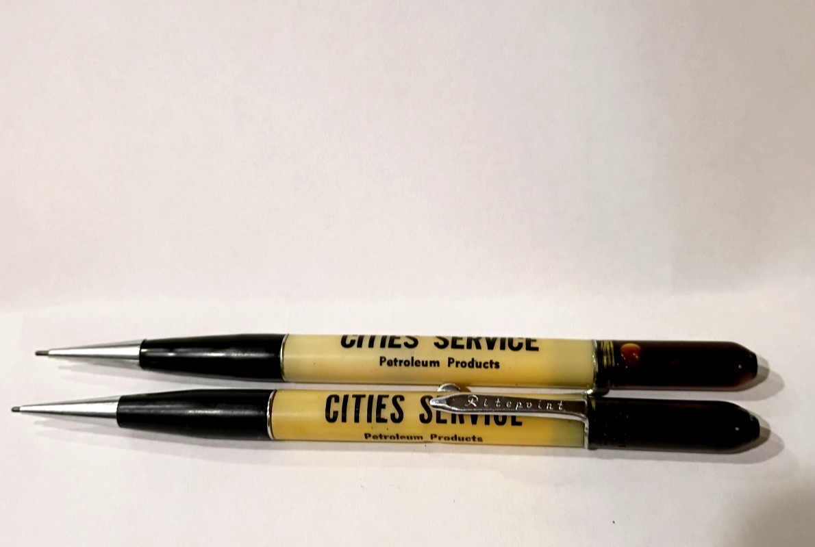 2 Vintage Ritepoint Mechanical Pencils Cities Service Oil Caps