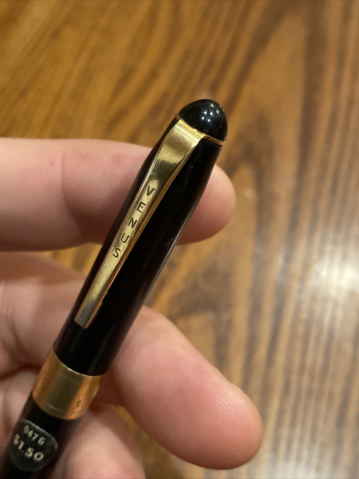 Vtg VENUS 047 G Mechanical Twist Pencil Black w Gold Tone Accents Original Label