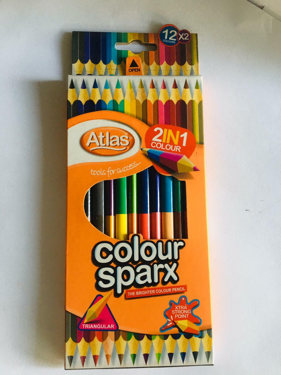 24 Multicolor 12 pencils drawing art kid’s adults 2 in 1 wood pencil Stationary