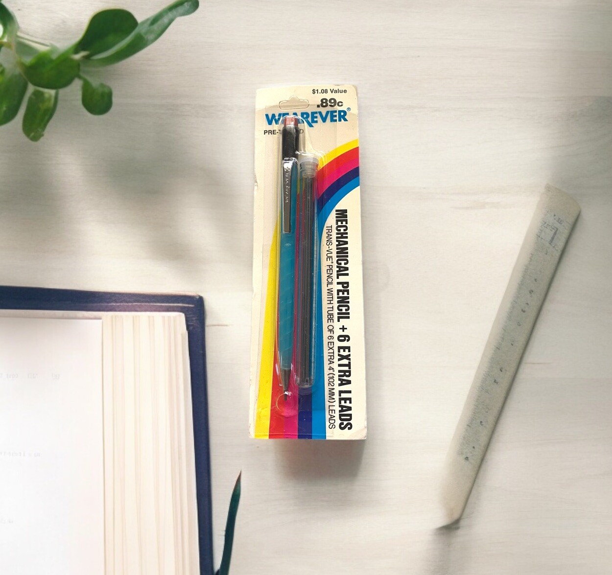 Vtg 1970’s WEAREVER Black Trans-Vue Mechanical Pencil w/6 Extra Leads NIP