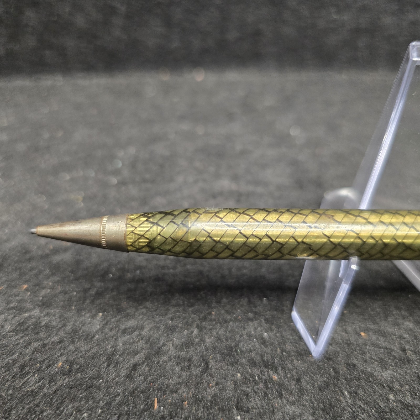 Vintage Wearever Mechanical Pencil Green Gold Lizard Skin Grid Pattern 1940s