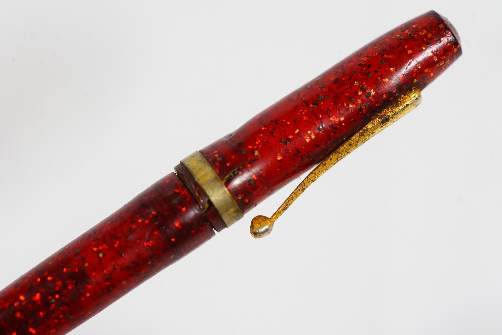 Pocket Mechanical Pencil Red Speckled Celluloid Pencil