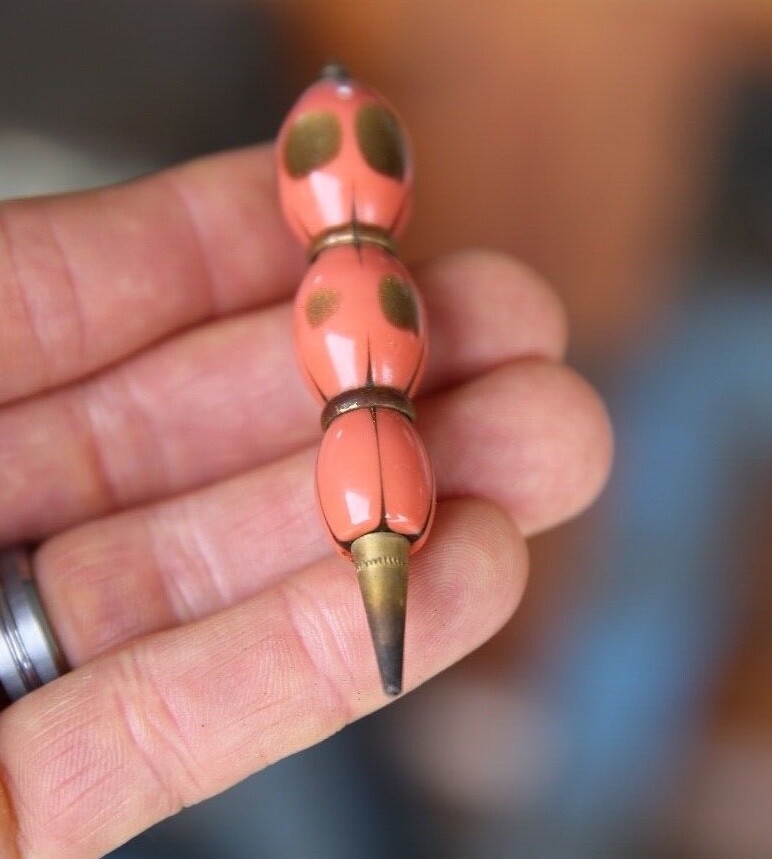 Vintage Mechanical Pencil Art Deco Pink and Gold Miniature RARE