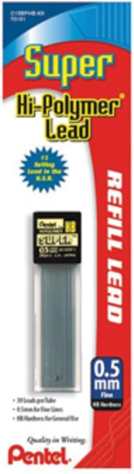 30 PC Super Hi-Polymer 0.5mm HB Lead – Smooth, Break-Resistant Performance