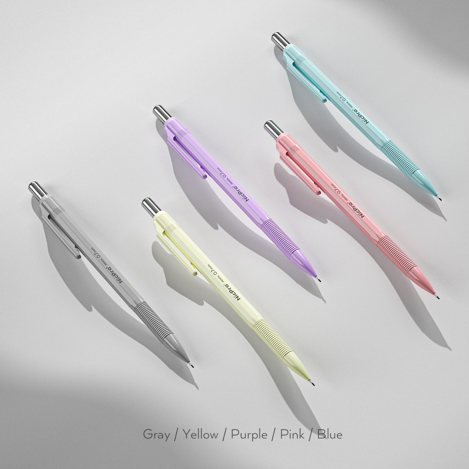 Nicpro 10PS 0.7mm Pastel Drafting Pencils + Case, 10 HB Refills, 12 Erasers