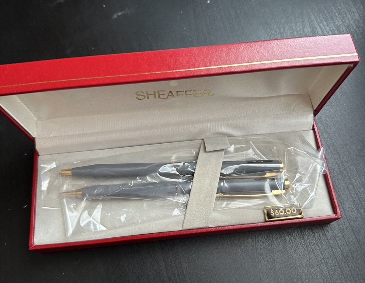 VTG 1980s New SHEAFFER WHITE DOT 61 Mechanical Pencil and Pen Matt Grey