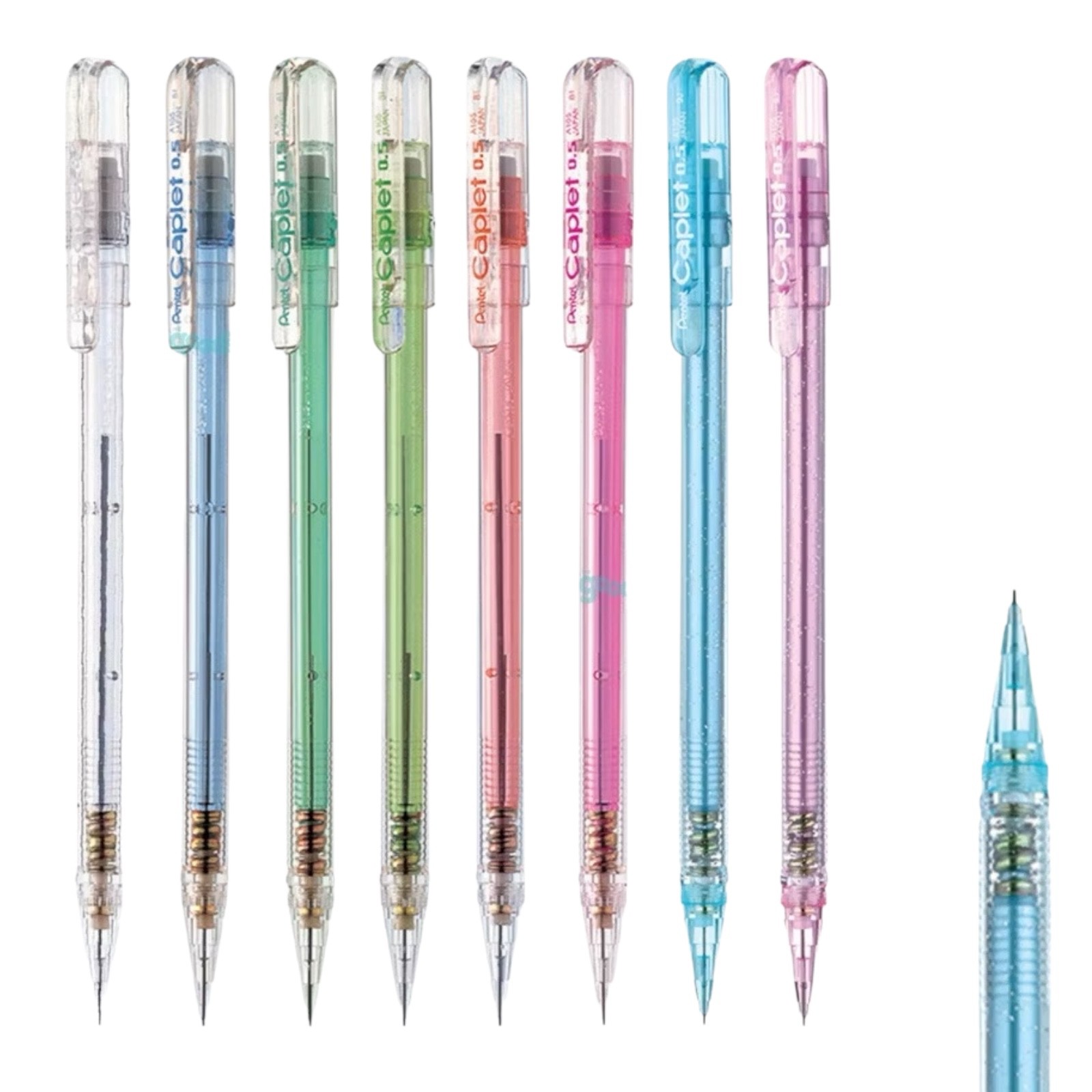 Pentel Caplet Mechanical Pencil 0.5mm A105 8pc Set Mix Color Durable Lightweight