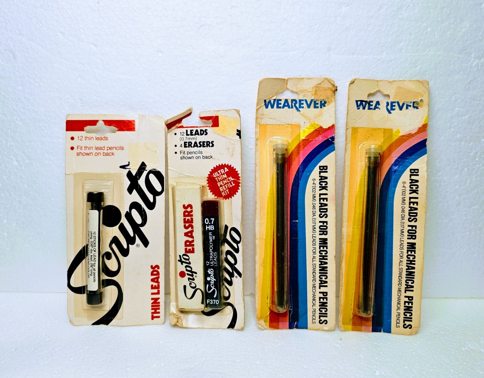 Vintage Set Of 4 Scripto Wearever Mechanical Pencil Leads Refills & Erasers NOS