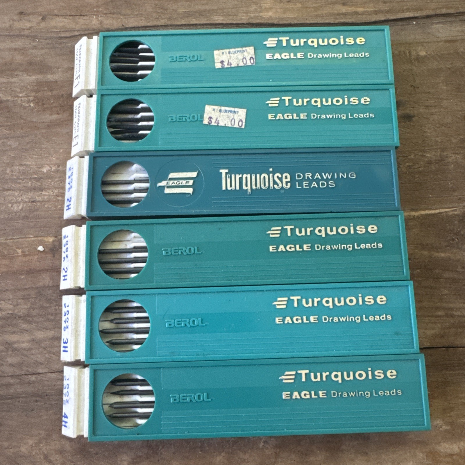 Vintage Berol Turquoise Drafting Leads Lot E1 2H 3H 4H 6 Boxes Partial