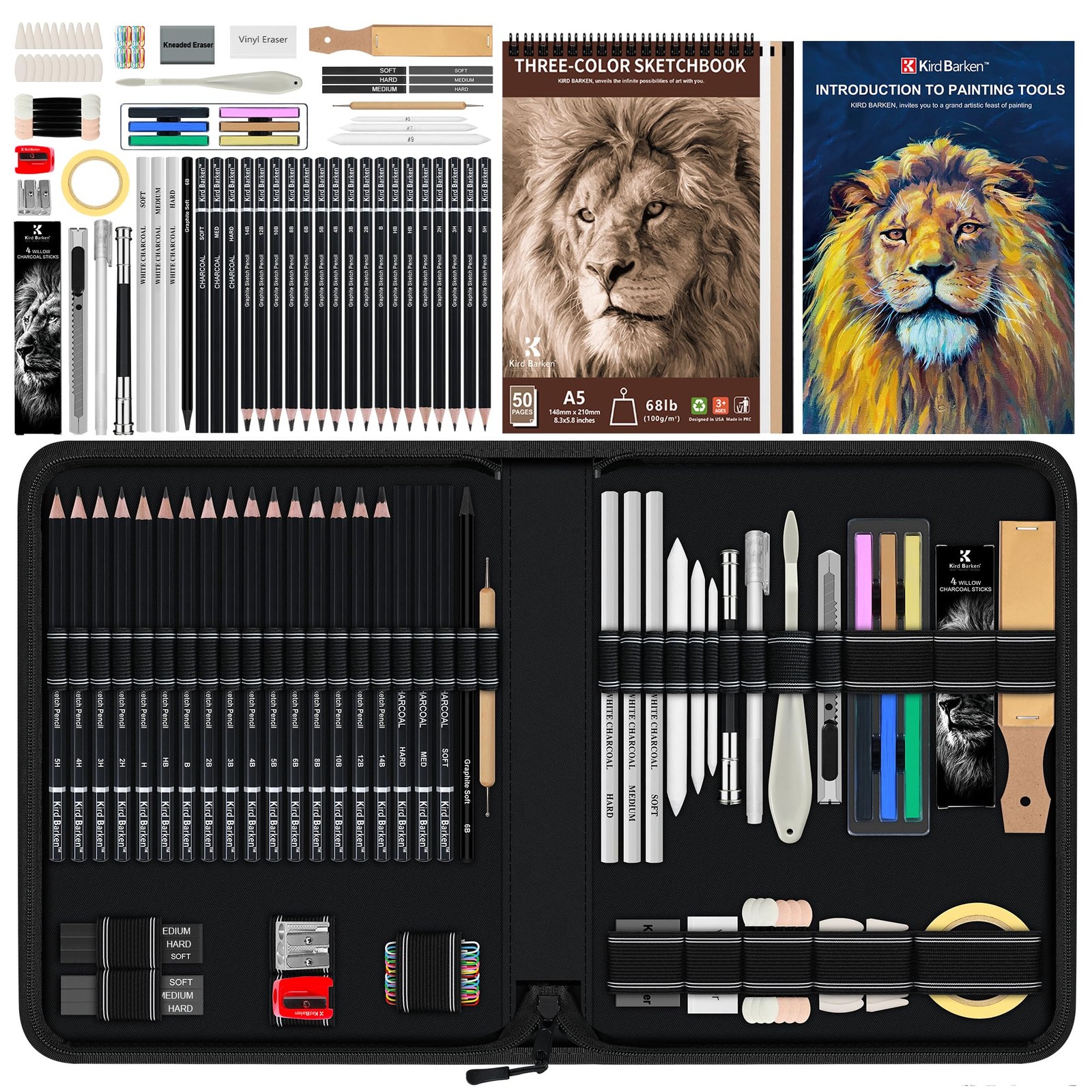 Kird Barken 112 PCS Professional Drawing Set Sketch Kit with Multicolored