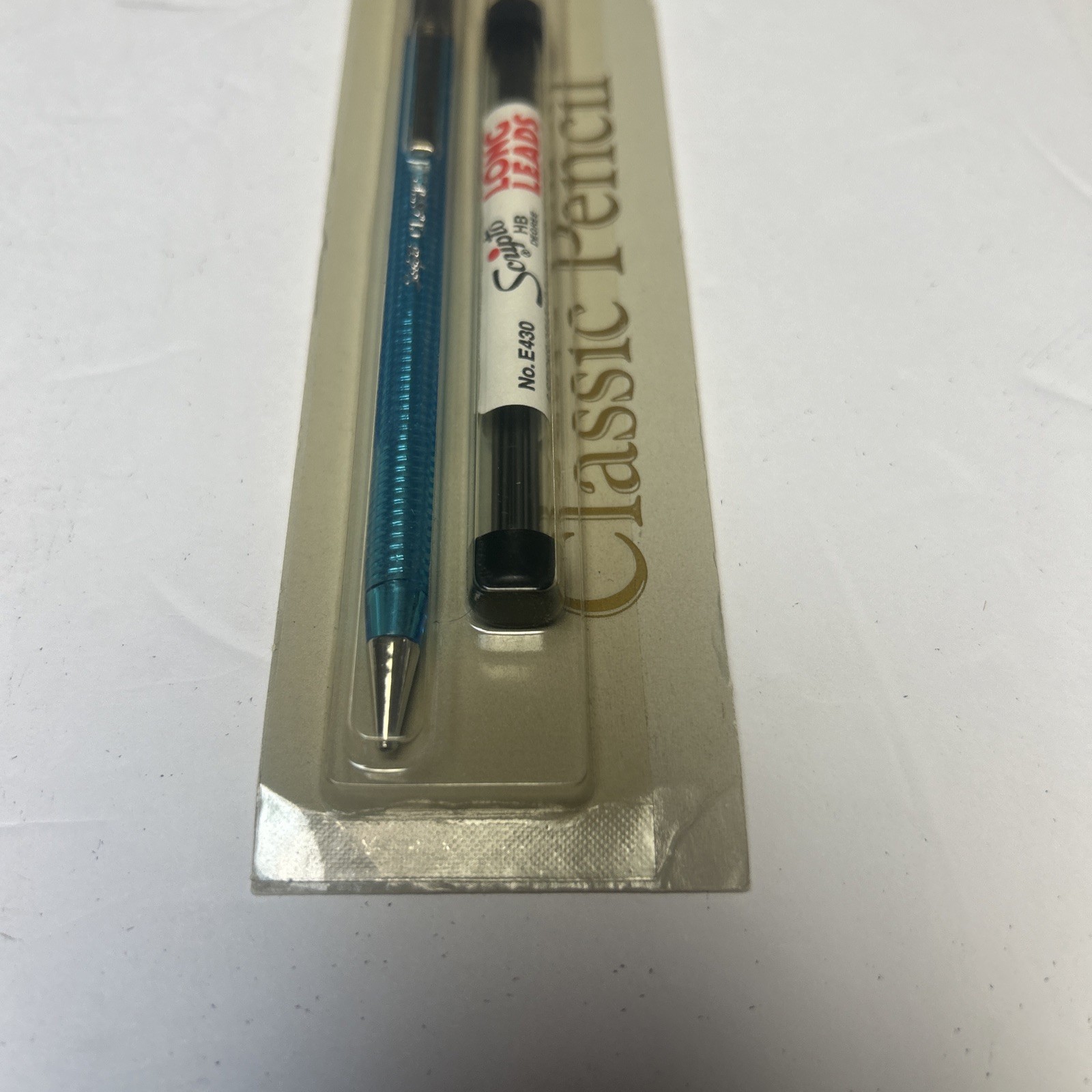 Vtg Scripto Long Lead Pencil & Lead Pack B319 NOS Blue Clear 1980s New