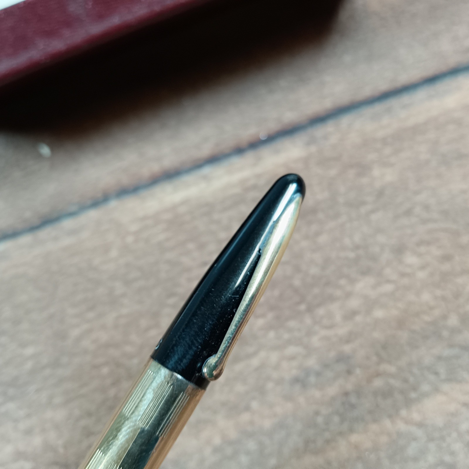 Sheaffer’s Mechanical Pencil Black Good Vintage Gold Band With Box