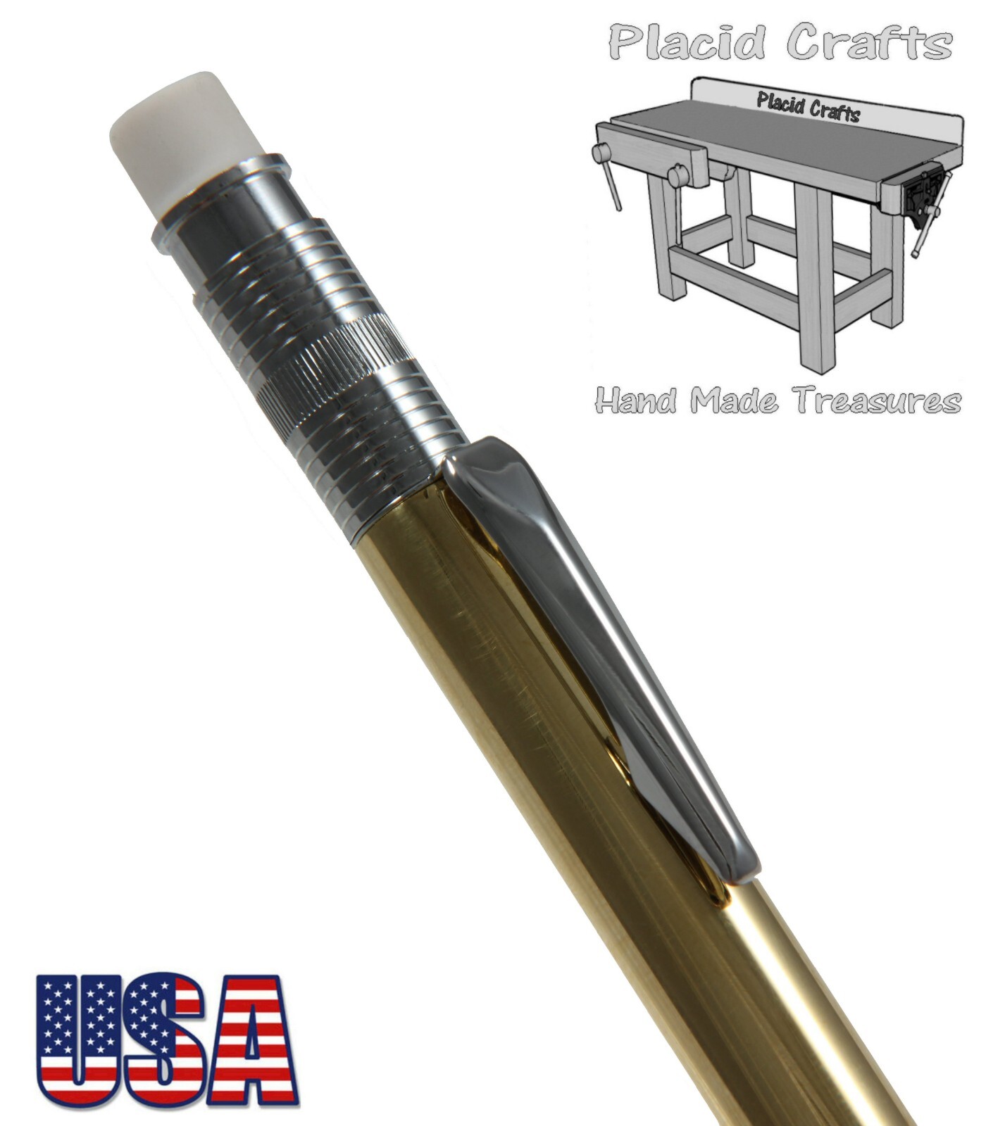 Throw Back Handcrafted 2mm Pencil in Chrome with a Raw Brass Body / #189