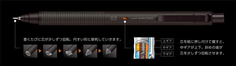 mitsubishi pencil Mechanical Pencil Kuru Toga Metal 0.5mm (Phantom Gray)