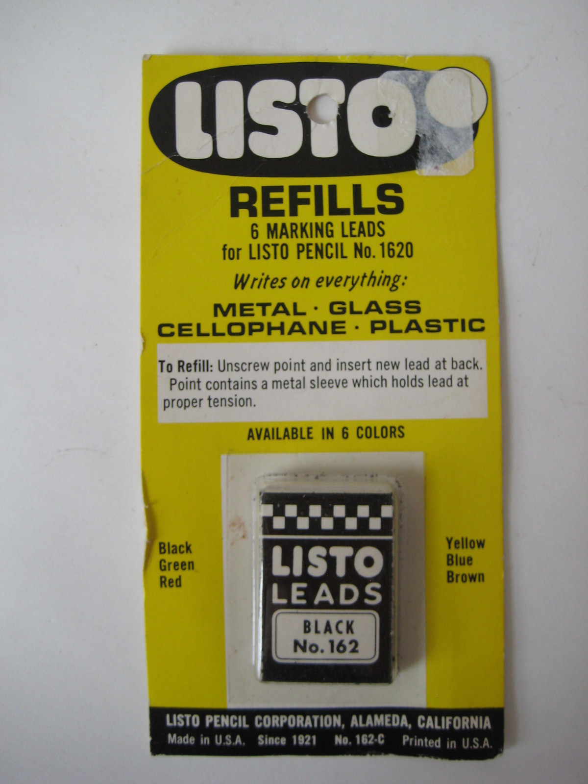vtg Listo Lead REFILL Black No 162 retro marking retro mechanical pencil No 1620