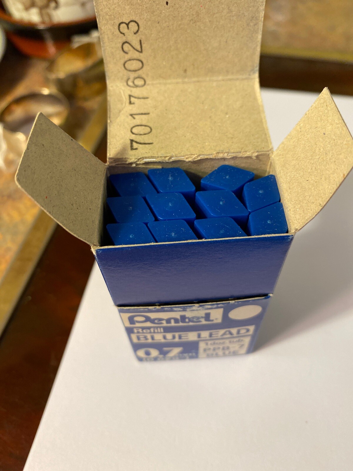 PENTEL 0.7MM Pencil REFILL, Blue LEAD, 11 TUBES (132 STICKS). In Original Box.