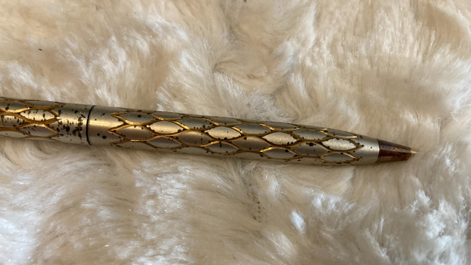 Vtg 1960s Lady Sheaffer Tulle Pattern Twist Mechanical Pencil Silver Gold Toned