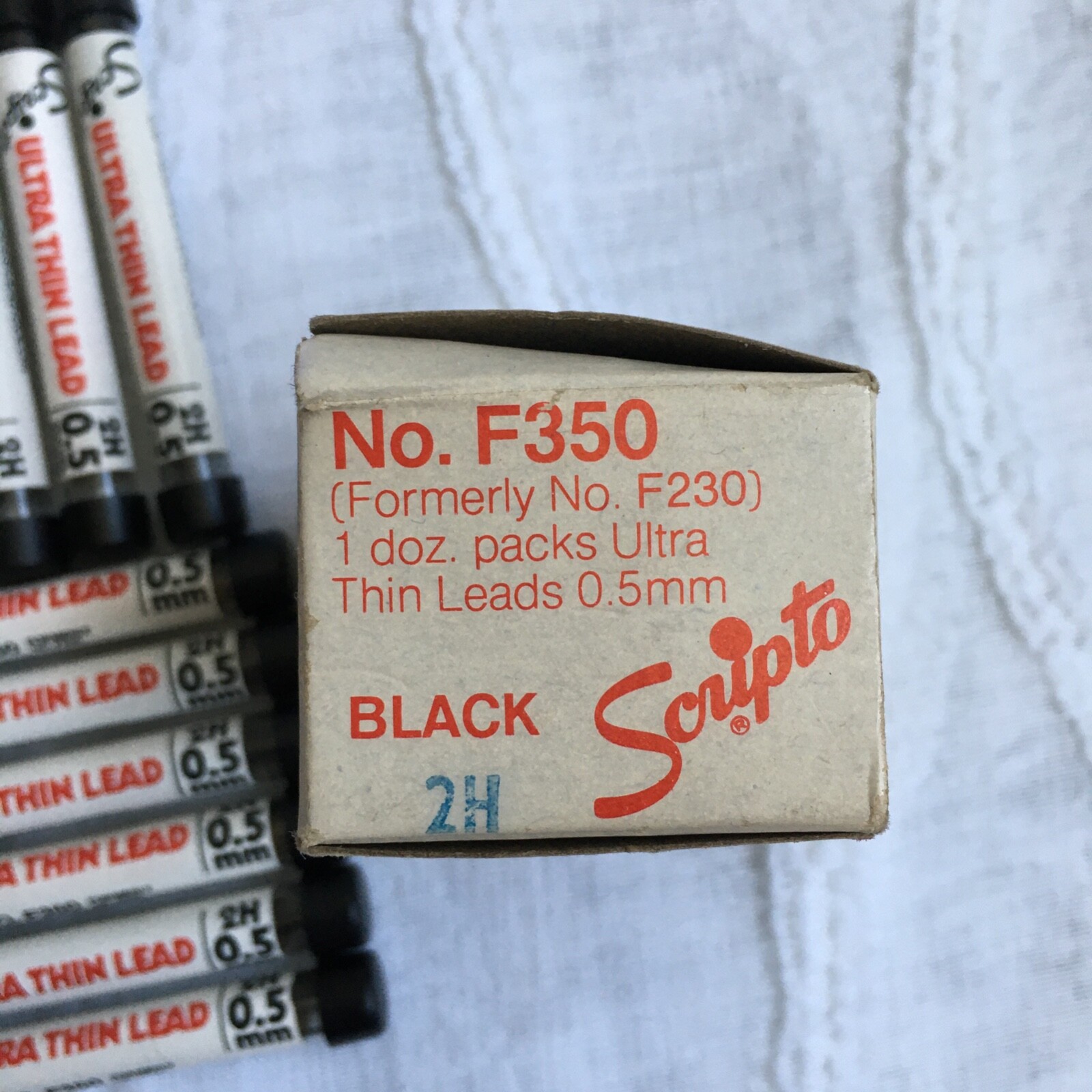 VTG Scripto Ultra Thin Lead 0.5mm 2H 12 Tubes F230 F350 Japan Made NEW NOS NIB