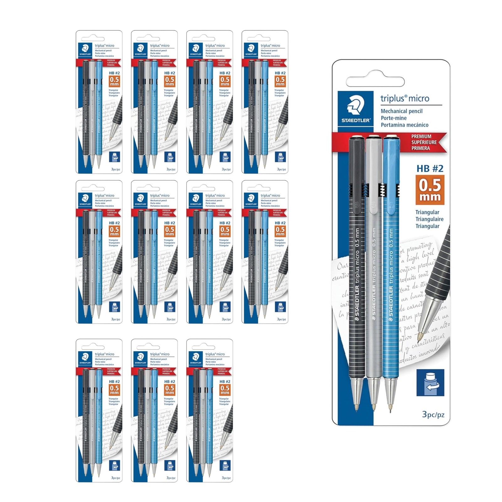 STAEDTLER Triplus Micro Mechanical Pencils 12 Pack (12 sets of 3 pcs) (#2) 0….