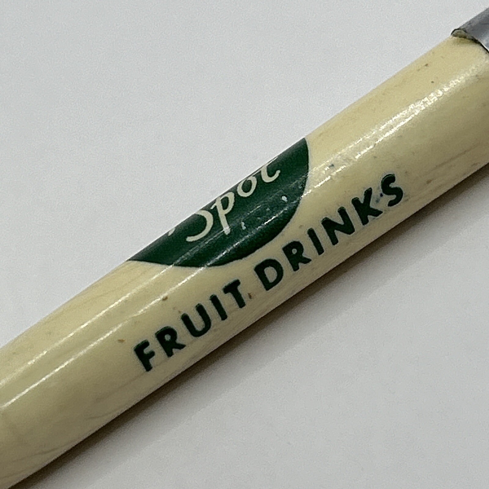 VTG Scripto Mechanical Pencil GREEN SPOT FRUIT DRINKS *For Repair*