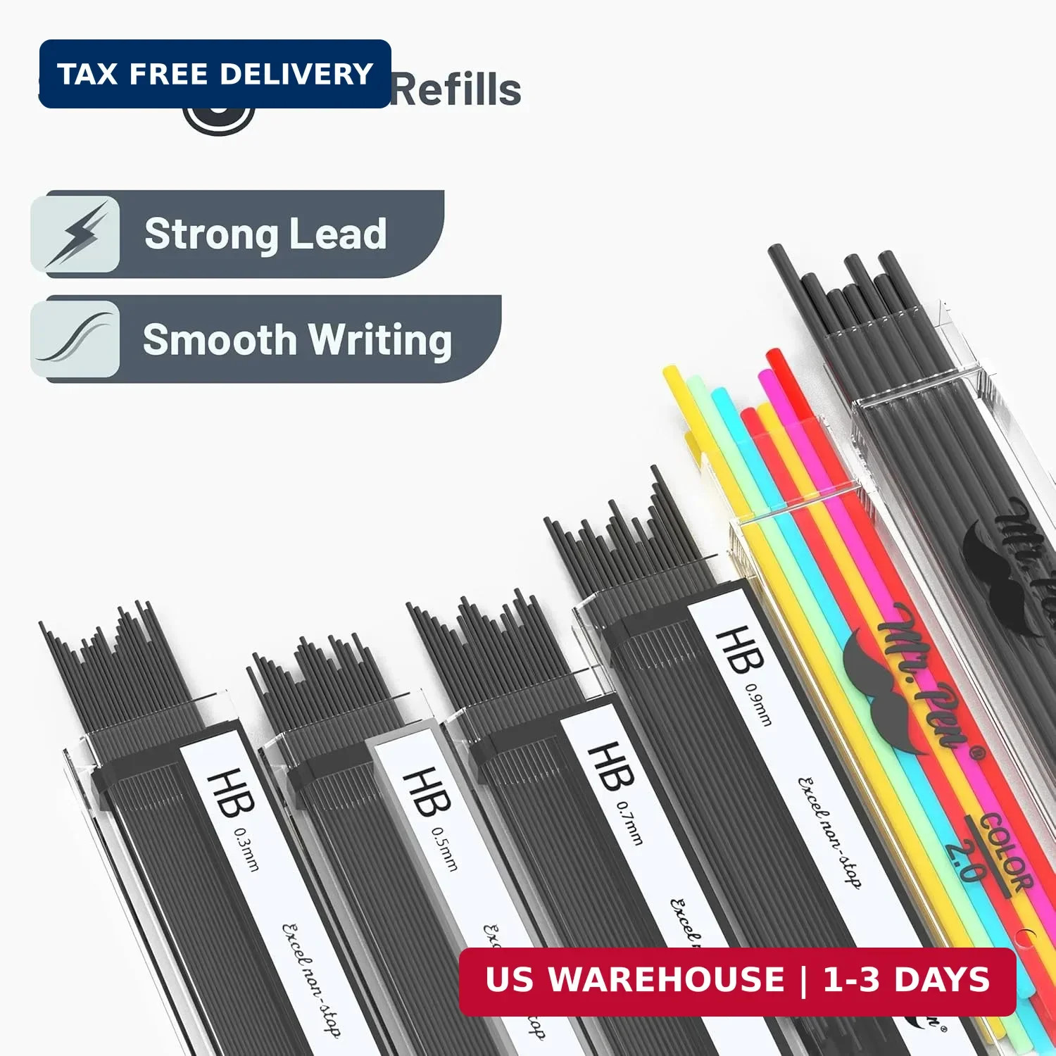 Mr. Pen- Metal Mechanical Pencil Set with Lead and Eraser Refills, 5 Sizes | 0.3