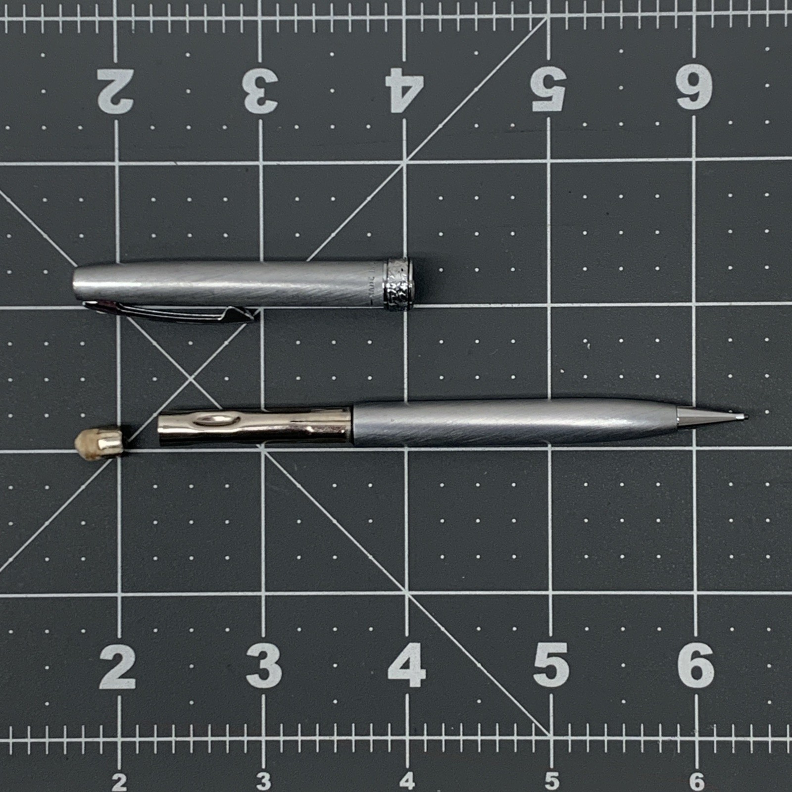 Vintage SHEAFFER Mechanical Pencil Brushed Chrome Florentine Trim Silver RARE