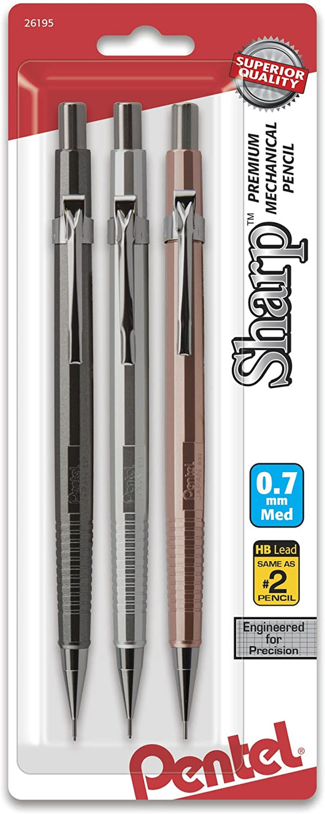 Sharp Mechanical Pencil, (0.7mm), Medium Line, Metallic Barrel, Assorted Colo…