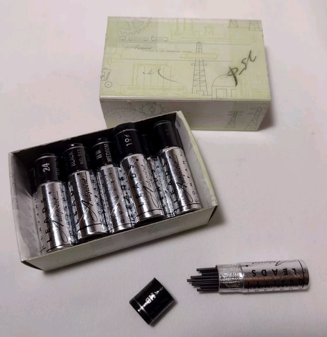 Vintage Autopoint Pencil Leads 12 Tubes Black No 512 HB New In Box
