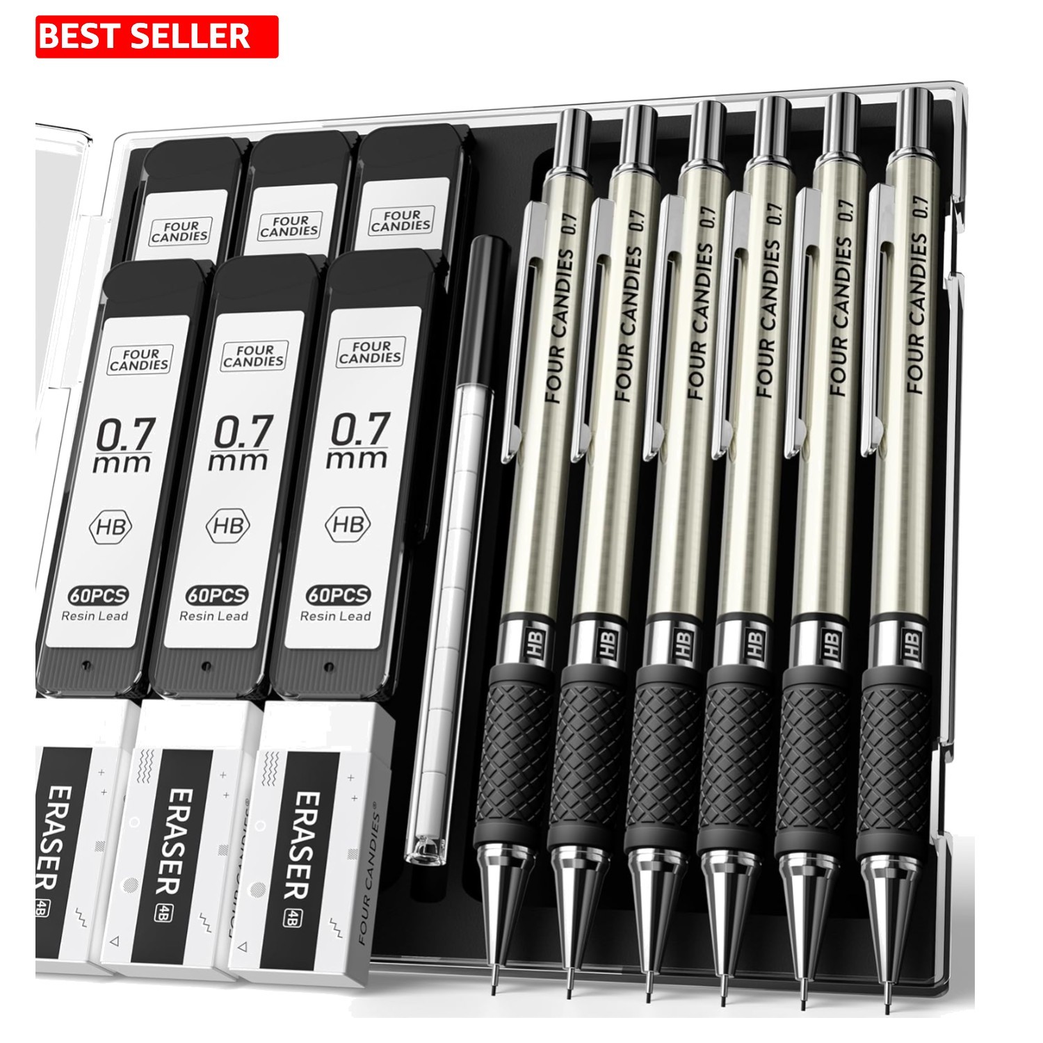 Complete 6-Pack Mechanical Pencil Set – 0.7mm & 360 HB Leads for Professionals